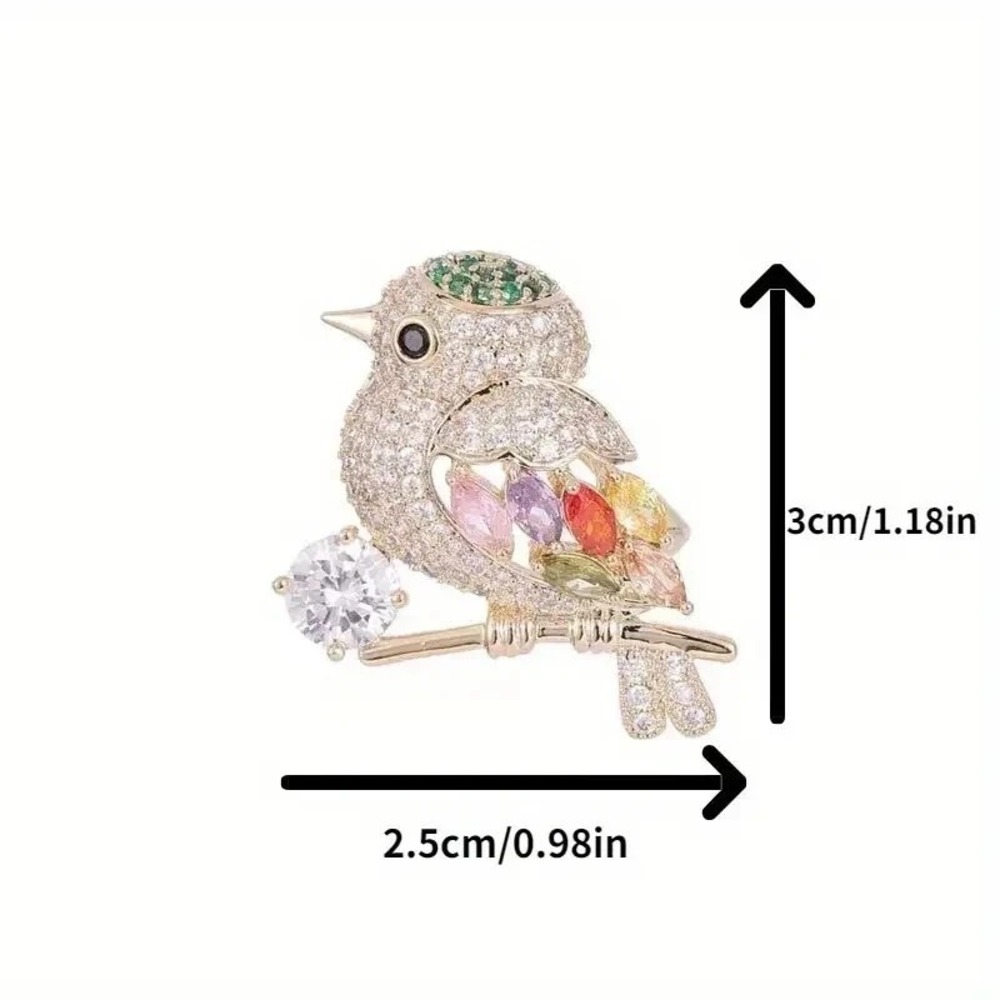 Sparkling Magpie Bird Brooch Pin-Rhinestone Crystal Jewelry for Women Dress/Coat - Picture 2 of 6